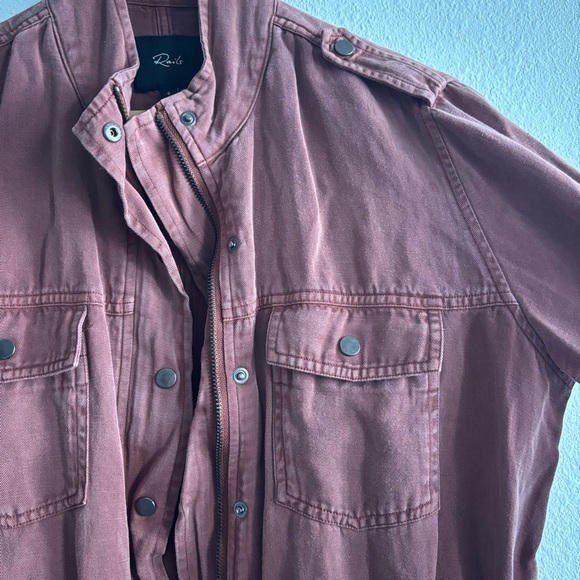 Rails Revolve Collins Burgundy Rust Utility Snap Zip Cinching Tencel Jacket - Picture 8 of 16